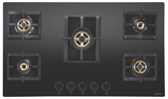 Elica 5 Burner Tempered Glass Gas Stove - Pro Fb Mfc 5B 90 Mt Ffd Elica 5 Burner Tempered Glass Gas Stove
